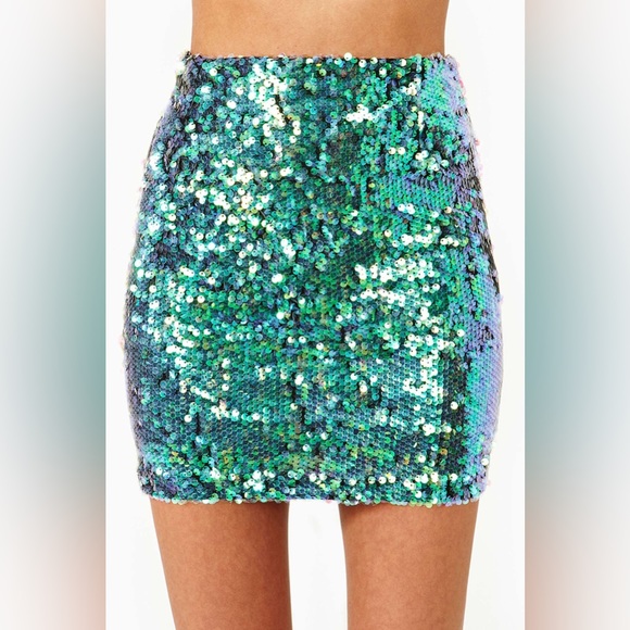 Y2 🧜‍♀️💜💚Armani Exchange sequin mini skirt NWT💚💜 - Picture 2 of 16